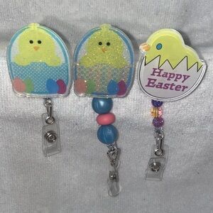 Easter Chick Badge Reel- Blue, Yellow, Pink